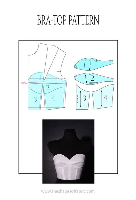 Ballgown Bodice Pattern, Fitted Bodice Pattern, Bra Pattern Drafting, Corset Bodice Pattern, Bra Top Pattern, Dress Bodice Pattern, Basic Top Pattern, Bodice Sewing Pattern, Bustier Top Pattern