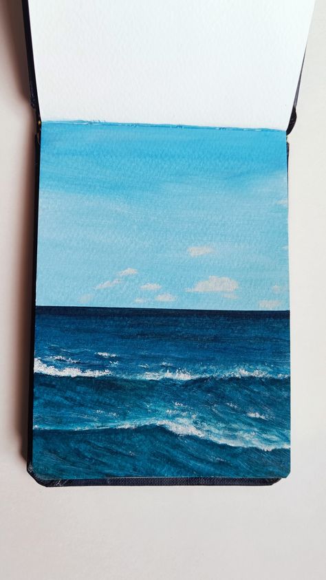 #gouachepainting #sea #waves #art #aesthetic #sketchbook #blue Sea Gouache Painting, Guache Art, Aesthetic Sketchbook, Waves Art, Wave Painting, Tattoo Art Drawings, Sea Painting, Creative Corner, Sea Waves