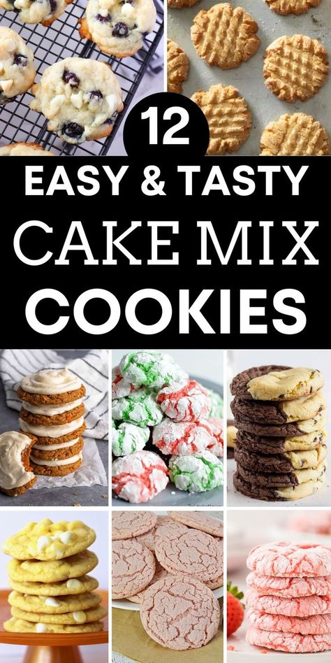 Cookies from Cake Mix - 12 Recipes Strawberry Lemonade Cake Mix Cookies, Blueberry Cake Mix Cookies, White Cake Mix Cookies Recipes, Cake Box Cookies Recipes, Cake Mix Cookies Recipes Easy, Cake Mix Cookies Recipes, Cookies From Cake Mix Recipes, Yellow Cookies, Yellow Cake Mix Cookies