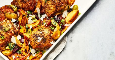 Orange-Rosemary Roast Chicken | Southern Living Rosemary Roasted Chicken, Chicken Thigh Recipes Baked, Sheet Pan Suppers, Baked Chicken Thighs, Roast Chicken, Chicken Thigh Recipes, Chicken Seasoning, Roasted Chicken, Chicken Thighs