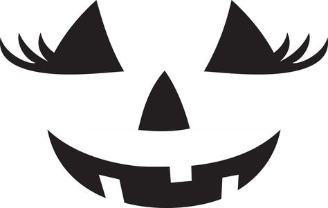 Easy Jack O Lantern Faces Cute, Witch Face Jack O Lantern, Girly Jack O Lantern Faces, Girl Jack O Lantern Face, Pumpkin Face Stencils Free Printables, Jack O Lantern Outline, Easy Jack O Lantern Faces Carving, Funny Jack O Lantern Faces, Pumpkin Carving Ideas Small Pumpkins