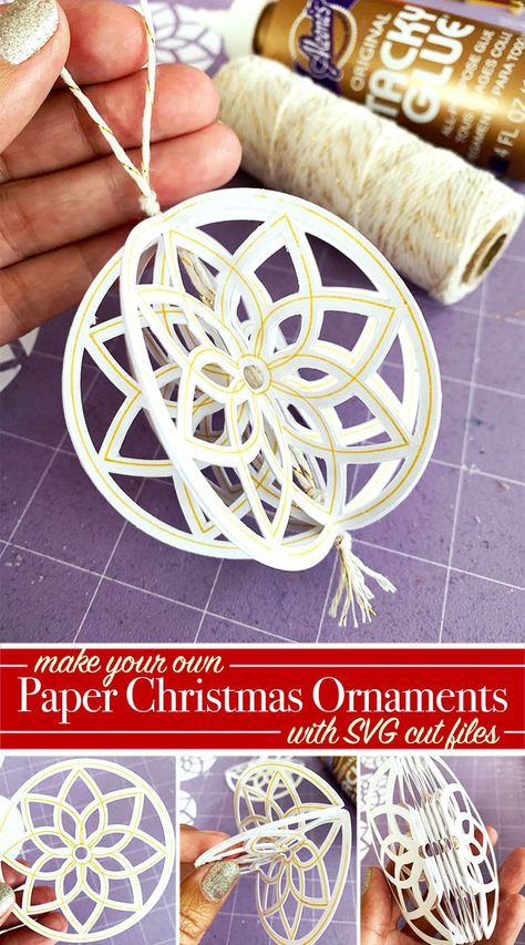 Paper Christmas Ornaments, Cricut Christmas, Paper Handmade, Christmas Paper Crafts, Paper Quilling Designs, Paper Ornaments, Paper Designs, Handmade Christmas Decorations, Paper Christmas