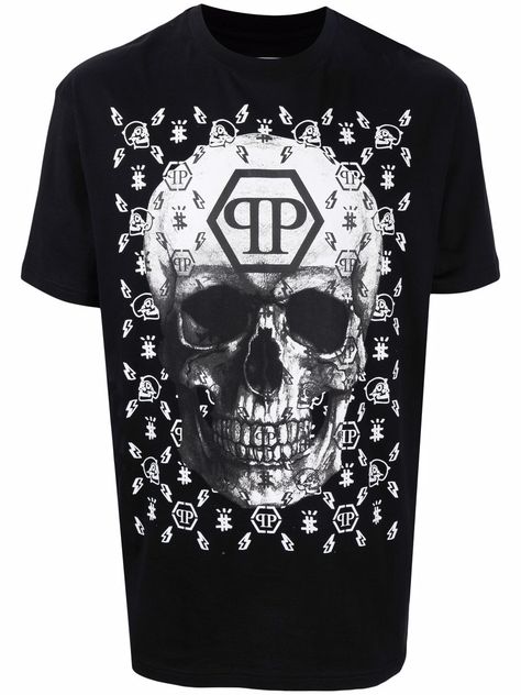 Black Punk T-shirt With Skull Print, Punk Black T-shirt With Skull Print, Phillip Plein Dress, Philip Plein, Hexagon Logo, Philipp Plein T Shirt, Skull Logo, Skull Tshirt, Philipp Plein