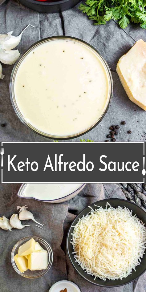 Keto alfredo sauce is an easy cheesy sauce for your favorite meats, veggies, seafood, or pastas. We'll show you how to make this homemade, low carb alfredo sauce using Parmesan cheese, garlic, and warm heavy cream. You'll never need to buy alfredo sauce again! Low Carb Alfredo Sauce Recipe, Low Carb Alfredo Sauce, Alfredo Sauce Recipe Easy Heavy Cream, Low Carb Alfredo, Recipe With Heavy Cream, Alfredo Sauce Recipe Without Heavy Cream, Keto Alfredo, Alfredo Sauce Easy, Keto Alfredo Sauce