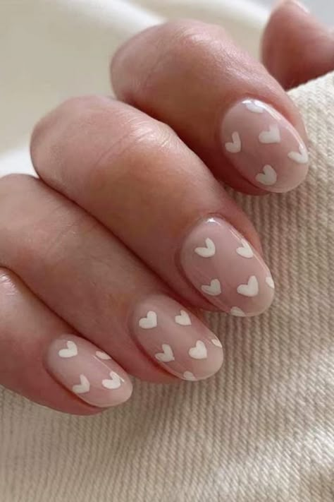 Teen Nails, Short Fake Nails, Press On Nails Short, Heart Nail Art, Colorful Nails, Nails For Women, White Hearts, Girls Nails, Stick On Nails