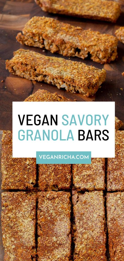 Hearty, satisfying savory granola bars packed with non-dairy Dorito-style spices are a healthy snack! They almost have the texture of shortbread cookies with lots of nacho cheesy flavor. School Snacks Ideas, Kids After School Snacks, Gluten Free Granola Bars, Savory Granola, Vegan Richa, Granola Recipe Bars, Healthy Protein Snacks, Granola Bar, Snacks Ideas