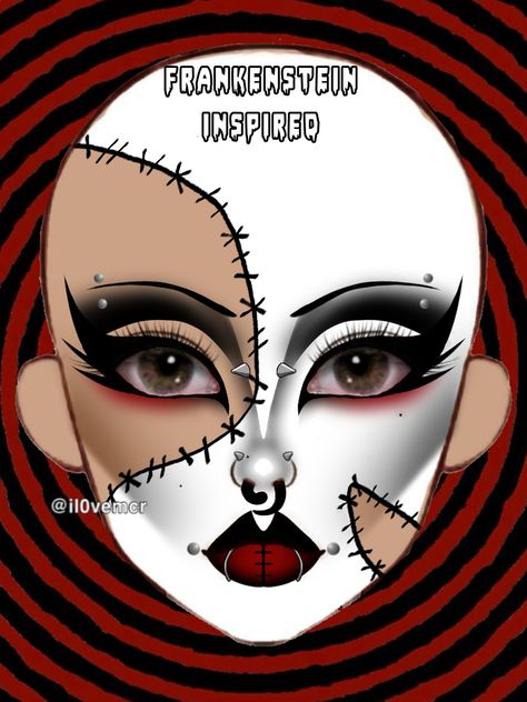 Stitches Makeup, Goth Eye Makeup, Scene Makeup, Makeup Drawing, Makeup Face Charts, Face Art Makeup, Graphic Makeup, Halloween Makeup Inspiration, Face Chart