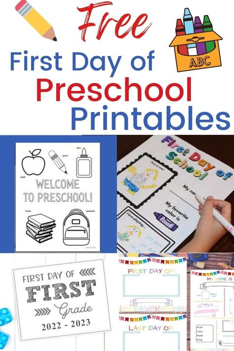 Preschool First Week, Preschool Printables Free, Back To School Signs, Abc Preschool, Preschool First Day, First Day Of Preschool, First Day Activities, All About Me Preschool, First Week Of School Ideas