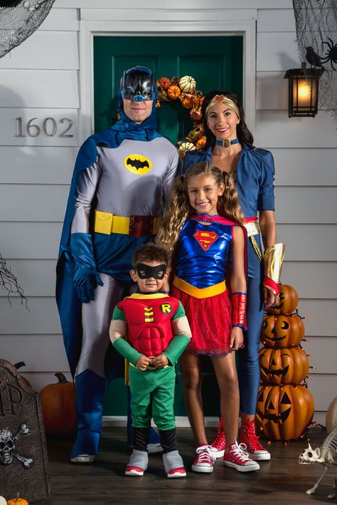 From the original caped crusader to the littlest of Teen Titans, they’ll have a super time on Halloween with superhero costumes. Featured comic book costumes: Batman Classic 1966 Series Grand Heritage, DC Comics Wonder Woman Deluxe, Supergirl Tutu, and DC Comics Teen Titans Robin. Find Halloween costumes for the family at Kohl’s. Super Hero Family Costumes, Diy Disney Halloween Costumes, Nemo And Dory Costume, Villains Costumes, Super Hero Family, Diy Superhero Costume, Titans Robin, Superhero Costumes Kids, Diy Superhero