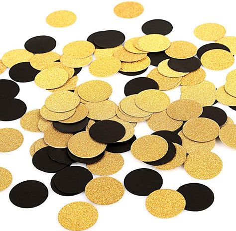 Amazon.com: MOWO Glitter Paper Confetti Circles Wedding Party Decor and Table Decor 1.2’’ in Diameter (glitter gold,black,200pc): Toys & Games Gold Bachelorette Party Decorations, Graduation Table Decorations, Gold Bachelorette Party, Wedding Toss, Gold Bachelorette, Bridal Shower Party Favors, Black Confetti, Wedding Party Decor, Paper Confetti