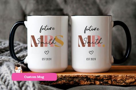 Mr Mrs Mugs, Custom Couple Coffee Mug Set, Unique Wedding Gift, His and Hers Gift, Coffee Lovers, Engagement Bride and Groom Christmas Gift by BlitzBazaar on Etsy Engagement Bride And Groom, Valentine Pillows, Mr Mrs Mugs, Couple Coffee, Couples Coffee Mugs, Engagement Bride, Valentines Pillows, Coffee Mug Set, Unique Wedding Gifts