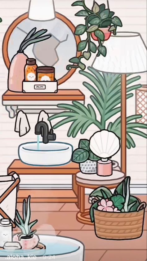 Toca Boca Room Ideas Bathroom, Toca Boca Bathroom Ideas, Toca Boca Bathroom, Cute Dorm Ideas, Toca Life World Aesthetic Pfp, Landry Room, Toca Ideas, Kawaii Room Ideas, Toka Boka