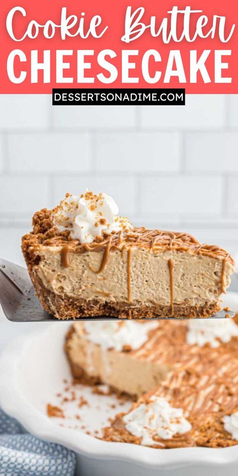 Cookie Butter No Bake Cheesecake, Cookie Butter Cheesecake No Bake, Biscoff Cookie Butter Pie, No Bake Cookie Butter Cheesecake, Cookie Butter Pie, Cookie Butter Recipes, Trader Joes Cookie Butter, Cookie Butter Cheesecake, Cookie Crust Recipe