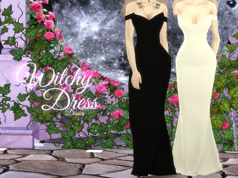 S4cc Dress, Sims 4 Spellcaster Cc, Sims 4 Wedding Dress Cc, Witchy Sims 4 Cc, Witchy Dresses, Sims 4 Wedding Dress, Witchy Dress, Alpha Cc, Sims 4 Cas Mods