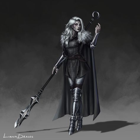 Fetchlings Pathfinder, Dnd Halberd, Female Goliath Dnd, Raven Queen Dnd, Shadar Kai Female, Shadar Kai, Female Book Characters, Rune Knight, Dungeons And Dragons Classes