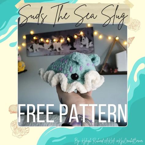 Ky Richard | Suds the Sea Slug! FREE PATTERN 💙🐌 As a special thank you for 2k (A little delayed I know. Oopsie🤭) here is a free pattern of this… | Instagram Sea Slug Crochet Pattern, Sea Crochet Pattern, Crochet Sea Bunny, Crochet Sea Slug, Crochet Slug Pattern Free, Narwhal Crochet Pattern Free, Crochet Ferret Pattern Free, Crochet Sea Animals Free Pattern, Crochet Crafts Free Patterns