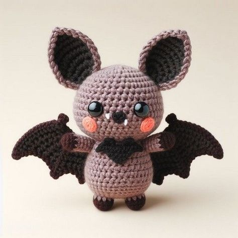 Free Crochet Bat Pattern, Crochet Bat Pattern Free Amigurumi, Bat Crochet Pattern Free, Halloween Bats Diy, Happy Sunflower, Crocheted Amigurumi, Crochet Bat, Mini Amigurumi, Artsy Ideas