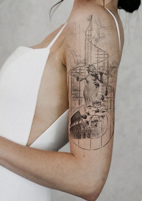 Architect Tattoo Ideas, Architecture Tattoo Ideas, Geometric Tattoo Leg, Geometric Wolf Tattoo, Artsy Tattoos, Tattoo Catalog, Astronaut Tattoo, Rose Shoulder Tattoo, Animal Tattoo Ideas