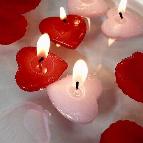 Red Candles, Red Hearts, Floating, Valentines, Candles, Water, Red, Valentine's Day