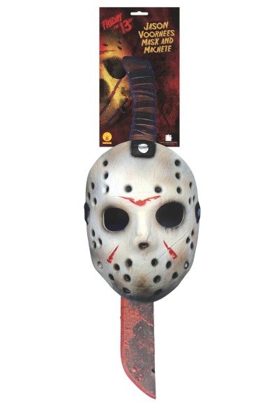 Jason Mask & Machete Set Halloween - Accessory | Costume City Jason Voorhees Costume, Jason Voorhees Hockey Mask, Crystal Lake Camp, Jason Friday, Jason Vorhees, Jason Mask, Horror Villains, Slasher Film, Hockey Mask