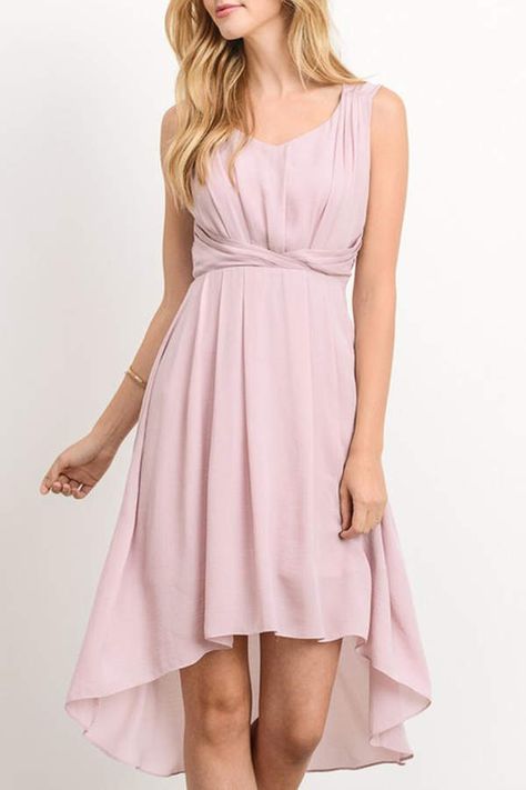 Dress With V Neck, Dusty Rose Dress, Cocktail Attire, Dress Dusty, Rose Dress, Dusty Rose, The Vintage, High Low Dress, Women Girl