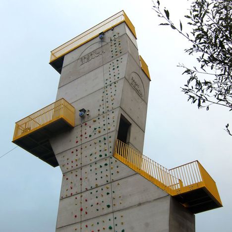 Rock Climbing Photography, Sp Studio, Rock Climbing Training, Climbing Tower, Lookout Tower, Landscape Structure, Zip Line, Tower Building, Outdoor Climbing