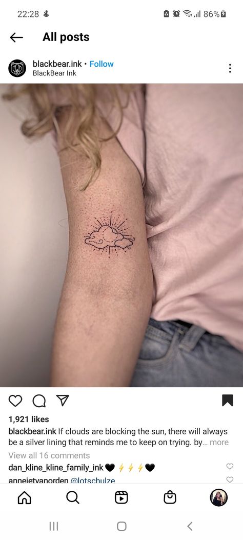 Silver Lining Tattoo Ideas, Every Cloud Has A Silver Lining Tattoo, Silver Lining Tattoo, Lining Tattoo, Simplistic Tattoos, Silver Lining, Tattoos And Piercings, Flower Tattoo, Tattoo Quotes