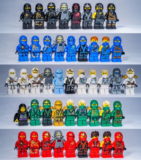 Ninjas from Lego Ninjago sets. | Flickr Lego Ninjago Figures, Ninjago Ninjas, Ninjago Lego Sets, Ninjago Sets, Lego Ninjago Minifigures, Ninjago Lloyd, Ninjago Memes, Ninjago Lego, 5 Outfits