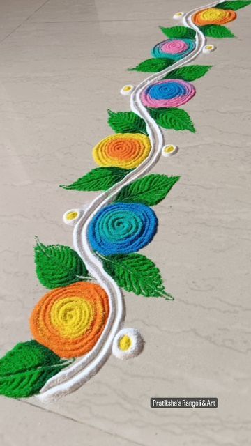 Rangoli Design For Corner, Ganpati Bappa Rangoli Designs Latest, Rangoli Designs Tutorial, Latest Rangoli Designs Creative 2024, Rangoli Corner Design, Beautiful Rangoli Designs Indian Simple, Easy And Quick Rangoli Designs, Corner Rangoli Designs Diwali, Rangoli Designs Corner