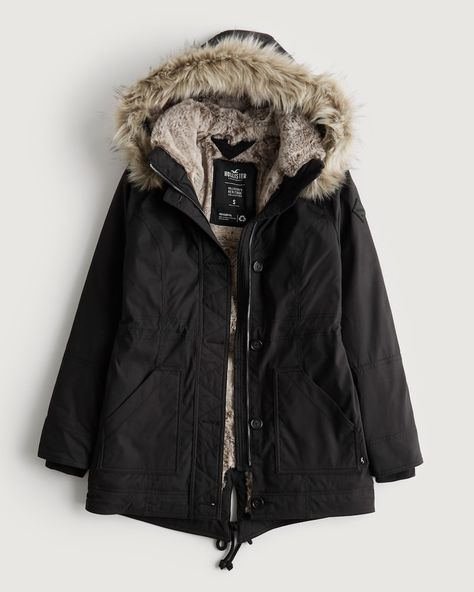 Women's Faux Fur-Lined Cozy Parka | Women's Jackets & Coats | HollisterCo.ca Parka Women, Womens Parka, Women's Jackets, Fur Trim, Look Cool, Canada Goose Jackets, Abercrombie Fitch, Vest Jacket, Hollister