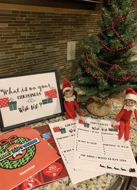 Elf on the Shelf. Christmas wish lists. Elf On The Shelf Wishing Good Luck, Elf On The Shelf Santa Wish List, Elf On The Shelf Christmas List, Santa Wish List, Elf Kit, Elf Activities, Christmas Wish, What Is Christmas, Friends Quotes Funny