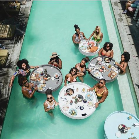 @chidiashleytravels "Taking breakfast by the pool to a whole new level with our floating breakfast 🥞 🥂" . . . For more information on Up In… Breakfast By The Pool, Floating Breakfast, Black Girls Luxury Lifestyle, Vacation Goals, Girls Vacation, Vacation Mood, Luxury Lifestyle Dreams, Black Travel, Group Travel