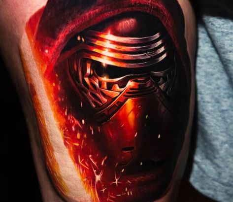 Kylo Ren Tattoo, Star Wars Tattoo Sleeve, Game Of Thrones Tattoo, Star Wars Background, Deer Tattoo, True Tattoo, Realistic Tattoo, Star Wars Tattoo, World Tattoo