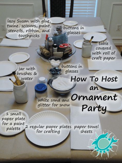 How to Host an Ornament Party | Living Porpoisefully Christmas Ornament Party Ideas, Ornament Making Party, Ornament Exchange Party, Girls Christmas Party, Girls Night Crafts, Christmas Party Crafts, Snow Party, Craft Ornaments, Favorite Things Party