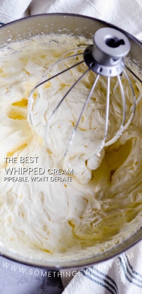 Best Homemade Whipped Cream, Best Whipped Cream, Sturdy Whipped Cream Frosting, Homemade Cool Whip, Stabilized Whipped Cream Frosting, Pudding Frosting, Whipped Cream Icing, Homemade Whipped Cream Recipe, Italian Buttercream