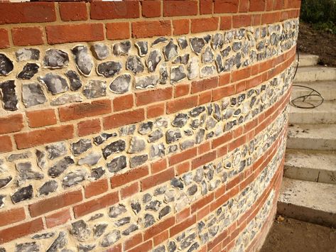 Flint Wall Garden, Flint Wall, Office Extension, Brick Wall Gardens, Chimney Tops, Wall Gardens, How To Clean Brick, Flint Stone, Brick Projects