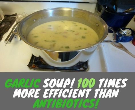 Garlic Soup! 100 Times More Efficient Than Antibiotics! Healing Soup, Garlic Soup, Stale Bread, Garlic Bulb, Natural Remedy, Slice Of Bread, Small Bites, Drying Herbs, Health Remedies