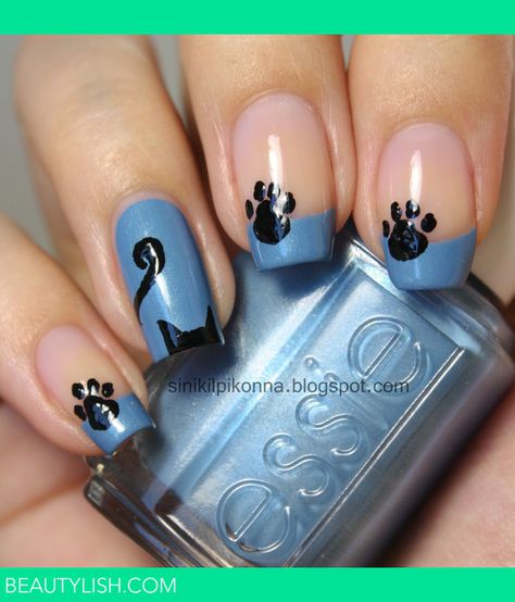 Cat Nail Designs, Paw Nails, Cat Nail Art, Unghie Nail Art, Cat Nail, Animal Nail Art, Fingernail Designs, Animal Nails, Cat Nails