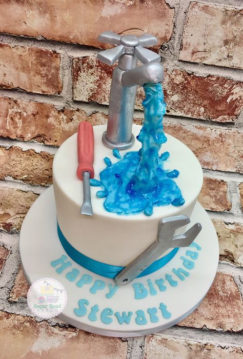 Plumber Cake Ideas, Plumbing Cake, Plumber Party, Plumber Cake, Retirement Ideas, Cake Models, Party Serving, Bakery Ideas, Themed Birthday Cakes