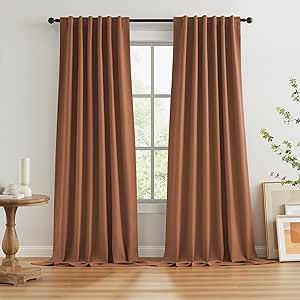 Rust Colored Blackout Curtains 108 Inch Length 9 FT Inches Long for Living Room 2 Panels Sets Hook Belt Back Tab Drapes Rust Red Mid Century Modern Curtains for Bedroom Brown Red W50 x L108 Brown Bedroom Curtains, Brown Curtains Bedroom, Bedroom Brown, Mid Century Modern Curtains, Brown Curtains, Curtains For Bedroom, Brown Bedroom, Modern Curtains, Design Dresses