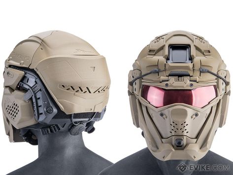 SRU SR Tactical Helmet w/ Integrated Cooling System & Flip-Up Visor (Color: OD), Tactical Gear/Apparel, Masks, Full Face Masks - Evike.com Airsoft Superstore Tactical Helmet Design, Masks Full Face, Cool Tactical Gear, Tactical Mask, Full Face Masks, Face Gear, Combat Helmet, Tactical Armor, Futuristic Helmet