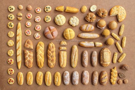 It's a Bread, Bread, Bread, Bread World by thinkpastel Display Bread Ideas, Polymer Clay Bread, Clay Bakery, Bread Clay, Miniature Clay Food, Cincin Diy, Miniature Bread, Bread Ideas, Barbie Food