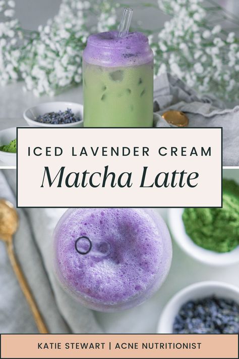 Lavender Cream Oat Milk Matcha Starbucks, Macha With Lavender, Lavender Matcha Latte Starbucks, Lavender Foam Matcha, Iced Lavender Matcha Latte, Lavender Matcha Latte Recipe, Lavender Matcha Latte, Matcha Latte Starbucks, Lavender Food