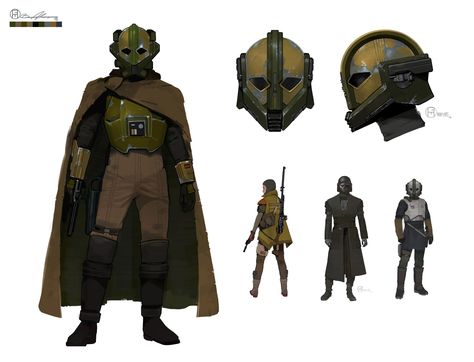 The idea for this guy is he repurposed armor that he collected off of a high valued bounty. Probably an Imperial Bodyguard of some sort. Designed this sometime in '14. Funny how similar the helmet looks to the shadowtroopers in Rogue One! Sci Fi Helmet Concept Art, Sci Fi Bounty Hunter, Brian Matyas, Edge Of The Empire, Star Wars Bounty Hunter, Star Wars Characters Pictures, Star Wars Design, Bounty Hunters, Heroic Fantasy