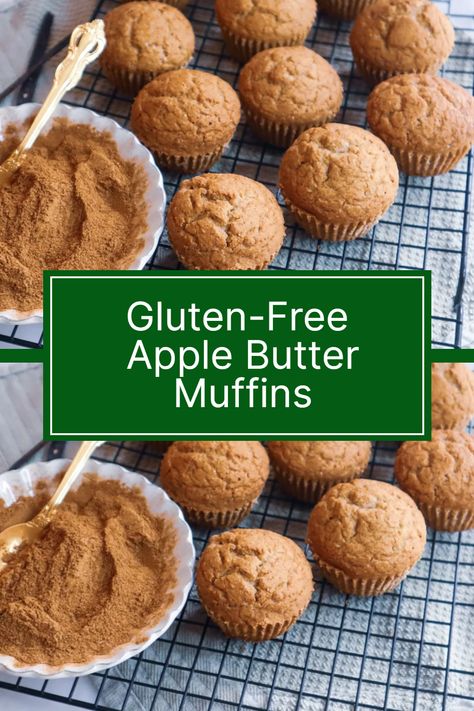 Satisfy your sweet tooth with these scrumptious, gluten-free, apple butter muffins! 🍎🍁 Packed with flavor and perfect for a brisk autumn morning, these delightful muffins are a must-try! Gluten Free Apple Butter Bread, Gluten Free Apple Butter Muffins, Gluten Free Apple Butter Cookies, Endo Food, Apple Butter Desserts, Apple Butter Muffins, Apple Butter Uses, Egg Free Muffins, Food And Mood