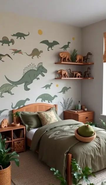 41 Toddler Boy Bedroom Ideas That Are Fun and Practical – HPD TEAM Woodland Hideaway, Toddler Boy Bedroom Ideas, Dinosaur Theme Room, Toddler Boy Bedroom, Boys Dinosaur Bedroom, Clever Decor, Boy Bedroom Ideas, Dinosaur Boys Room