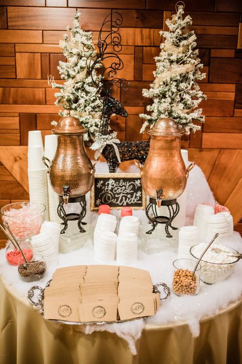 Hot Cocoa Bar Event, Wedding Hot Chocolate Bar Receptions, Cocoa Bar Station Party, Hot Cocoa Bar At Wedding, Fancy Hot Chocolate Bar, Coffee Hot Chocolate Bar Wedding, Hot Cocoa Bar For Wedding, Hot Cocoa Wedding Bar, Hot Cocoa And Cider Bar