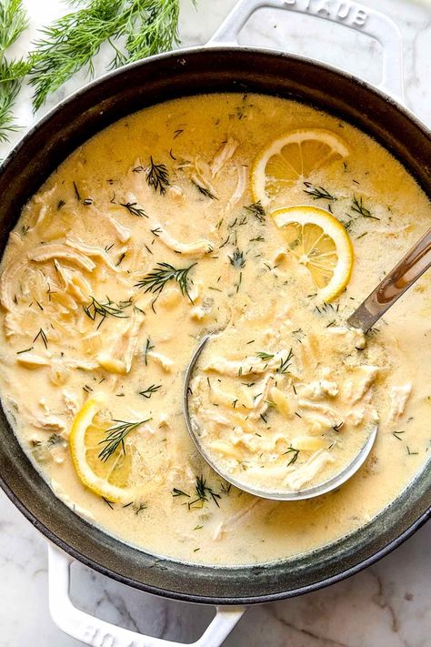 Avgolemono with orzo is a creamy Greek lemon chicken soup thickened with egg to create a silky, fragrant soup that's quick and easy to make. Avgolemono Soup, Greek Lemon Chicken Soup, Spring Recipes Dinner, Lemon Chicken Soup, Chicken Orzo Soup, Orzo Soup, Greek Lemon Chicken, Lemon Rice, Enchilada Soup