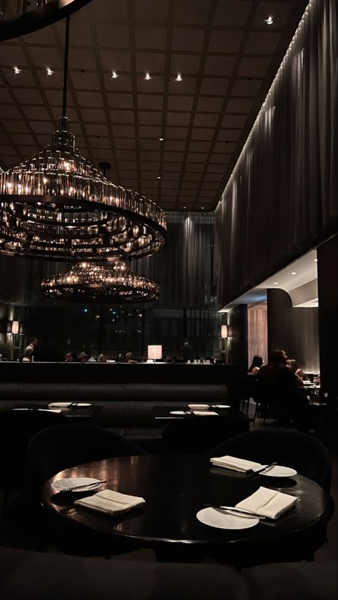 Fancy Dark Restaurant, Black Restaurant Aesthetic, Posh Restaurant Aesthetic, Dark Restaurant Aesthetic, Fancy Restaurant Aesthetic, Dark Restaurant, Black Restaurant, Dump Ideas, Fancy Restaurants