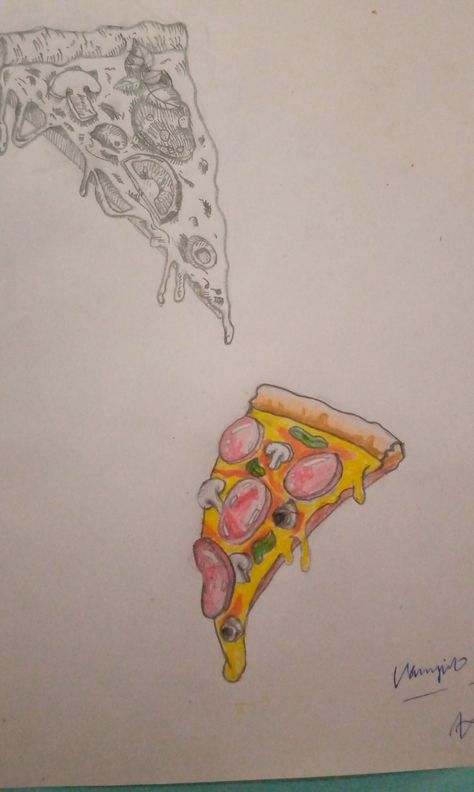 Pencil Drawing, Pencil Drawings, Pizza, Pencil, Drawings, Color, Pizzas